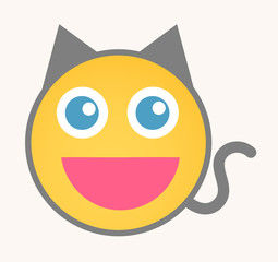 Happy Cat - Cartoon Smiley Vector Face