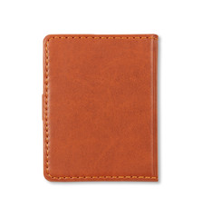 Brown leather notebook cover isolated on white background