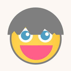 Comic Hairstyle - Cartoon Smiley Vector Face