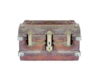 Box chest is rust for vintage on white background