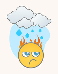 Jealous in Rain - Cartoon Smiley Vector Face