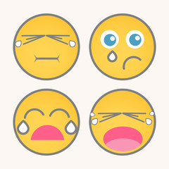Crying Cartoon Smiley Set