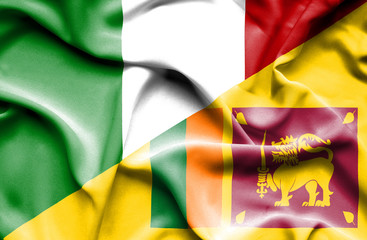 Waving flag of Sri Lanka and Italy