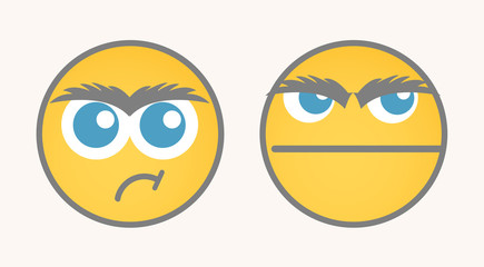 Disappointed Cartoon Smiley Vector Set