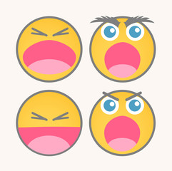 Shouting Cartoon Smiley Vector Set
