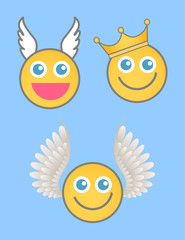 Angel, Cupid and King Smiley Vector