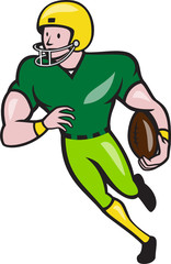 American Football Receiver Running Isolated Cartoon
