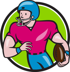 American Football Receiver Running Circle Cartoon