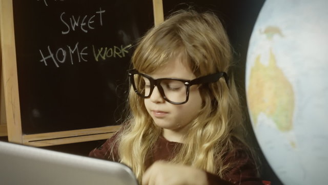 Little girl school study trouble