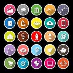 Startup business flat icons with long shadow