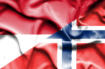 Waving flag of Norway and Monaco