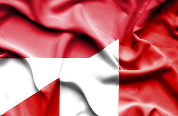 Waving flag of Peru and Monaco