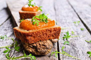 Toasted with vegetable caviar