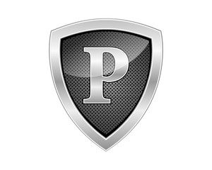 letter shield icon logo p