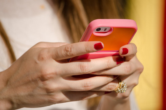 Woman Texting, Only Hands Visible 