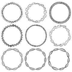 Set of doodle circle frames and Victorian ornaments photo border