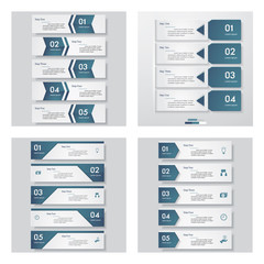 Collection of 4 blue color template/graphic or website layout. Vector Background