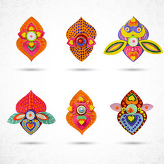 Flower orchid. Vector eps 10. Set of front face bloom.  Made of paper