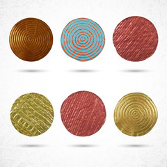 Golden, copper, bronze and various labels collection
