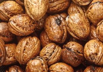 background of wet walnuts
