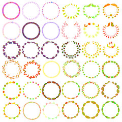 Round handdrawn wreaths on white background. Collection of clip art