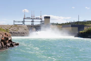 Door stickers Dam Whitehorse hydro power dam spillway Yukon Canada