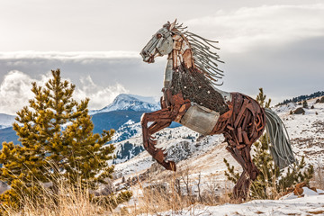 Scrap Metal Rearing Horse