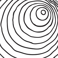 Cross section of tree stump, isolated on white background. Vector