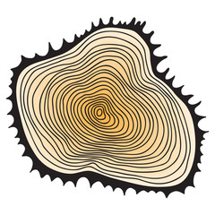 vector tree rings background and saw cut tree trunk