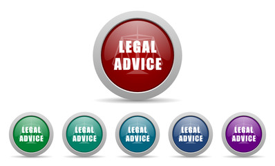 legal advice vector icon set with shadow on white background