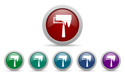 brush vector icon set with shadow on white background