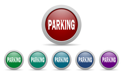 parking vector icons set