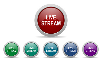 live stream vector icons set