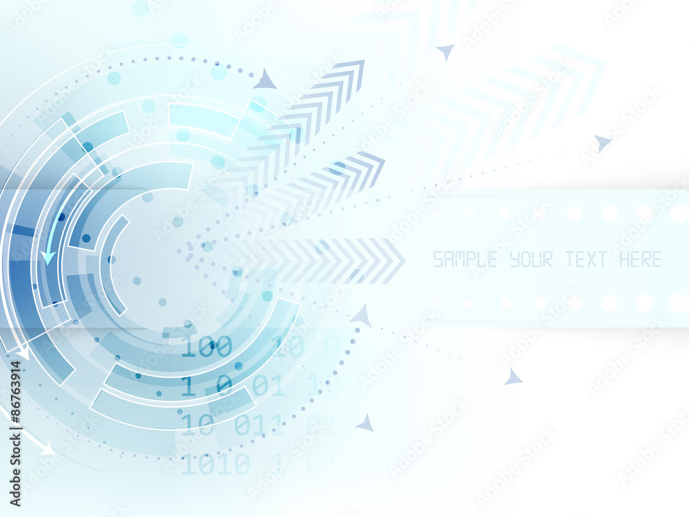 Poster technological abstract background with circle, arrows and stripe for text