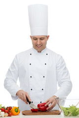 happy male chef cook cooking food