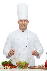 happy male chef cook cooking food