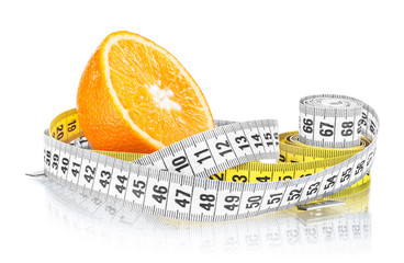 orange with measuring on white background