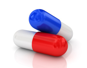 Two pills. Isolated render on a white background.