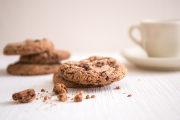 Schokoladen Kekse und Kaffee Pause