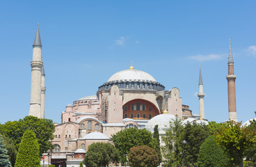 Fototapeta na wymiar View of the Hagia Sophia in Istanbul Turkey