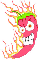 red peper in flame