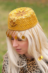 woman in eastern hat