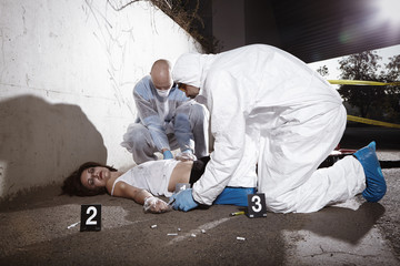 Crime scene investigation team at work