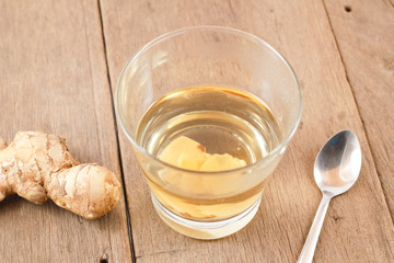 Glass cup of herb tea