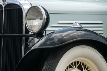 Detail of elegant old classic retro vintage car