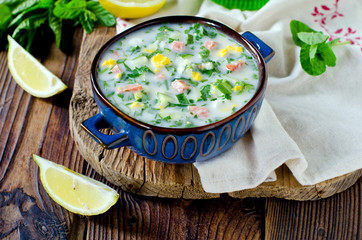 Summer cold soup, okroshka