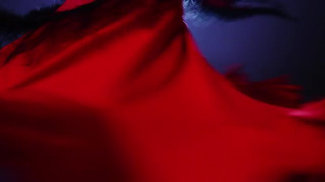 Flamenco dancer twirling in red dress