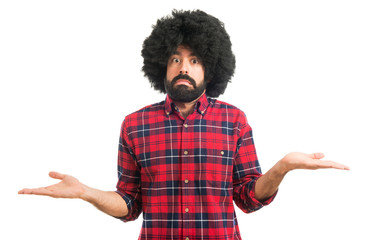 Afro man making unimportant gesture