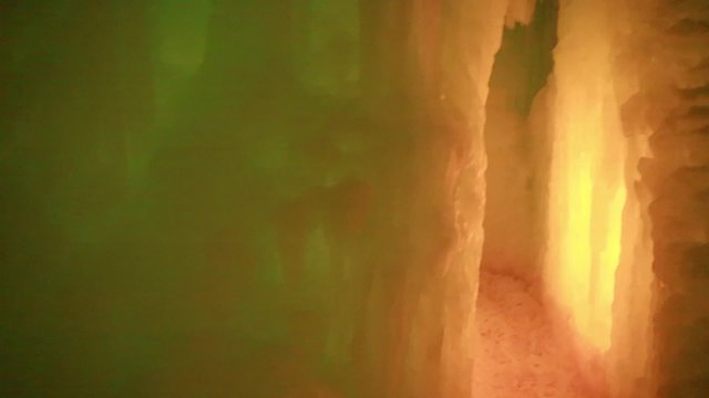 walking through frozen ice castle