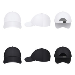 white and black caps
